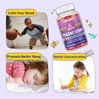 Kids Magnesium Gummies-Magnesium Glycinate Gummies for Kids Supplement-w/Zinc, Chamomile, Omega-3, Vitamin B6, D3 - for Sleep, Relaxation, Brain, Bones, Children's Calm, Sugar Free Strawberry 60ct