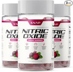 Snap Supplements Nitric Oxide Gummies - Beet Root Extract 300mg, Sugar Free Beetroot Supplement with Pomegranate Powder for Circulation & Natural Energy, 60 Vegan Gummies (3-Pack), Cherry Flavor