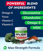 Glucosamine Treats for Dogs - Hip & Joint Supplement w/Omega-3 Fish Oil - Chondroitin, MSM - Advanced Mobility Chews - Joint Pain Relief - Hip & Joint Care - Bacon Flavor - 180 Ct - Made in USA