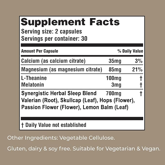 American Nutriceuticals - Serene Sleep Aid - with Melatonin & Magnesium - All Natural Sleep Aid for Adults -Long-Lasting - 60 Capsules -30 Day Supply