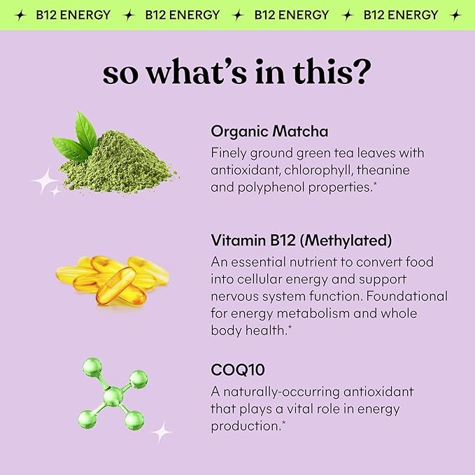 Lemme Matcha Superfood Energy Gummies with Organic Matcha Green Tea, Vitamin B12 and Antioxidant Coenzyme Q10 to Support Cellular Energy, Metabolism & Healthy Skin - Gluten Free, Non GMO (60 Count)