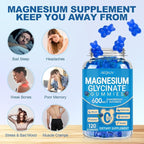 Magnesium Glycinate Gummies 600mg, Chewable Sugar Free Potassium Magnesium Gummies with Manganese Glycinate, Vitamin D, B6, and CoQ10 for Calm Support & Sleep for Adults, 60 Days Supply