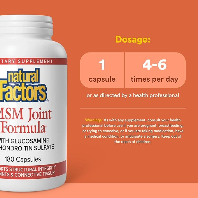 Natural Factors, MSM Joint Formula, Supports Healthy Joints and Mobility, 180 Capsules