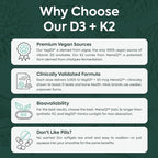 Organics Ocean Better D3 + K2-100% Organic VIT D3 and K2 Supplements with Maximum Bioavailability - Supports Bone Density, Calcium Balance, Immunity & Mood - 1-Pack, 30-Day Supply