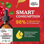 Wild & Organic Cranberry Supplement Drops - Urinary Tract Support for Women & Men - Pure Cranberry Extract Liquid Supplement - Vegan, Sugar & Alcohol-Free Tincture - 2 fl oz