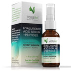 VoilaVe Hyaluronic Acid Serum for Face - 100% Pure, Hydrating & Anti-Aging Formula with Collagen Peptides - Plumps, Moisturizes, Reduces Wrinkles & Dark Spots - Non-Greasy, Paraben-Free, 1 fl. oz
