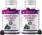 Vitamatic Grape Seed Extract Gummies – Plant-Based Botanical Extract – Natural Grape & Black Currant Flavor – Vegan, Non-GMO – Herbal Supplement – 60 Gummies - 2 Pack