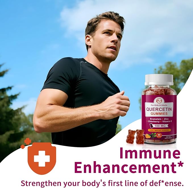 M inch (2 Pack) Quercetin Gummies with Bromelain, Elderberry, Zinc and Vitamin C - Chewable Quercetin 100mg Supplement for Immunity, Allergy, Aging Support - Vegan Gummies for Adult & Kid