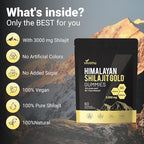 Shilajit Gummies, Shilajit micronutrient supplement, Himalayan premium ingredient Shilajit - Ashwagandha, Gokshura, Fulvic Acid & 85+ Trace Minerals I for Men, Women I Non-GMO I 100% Natural & Organic