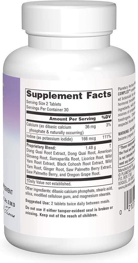 Planetary Herbals Wild Yam-Black Cohosh Complex Tablets, 60 Count