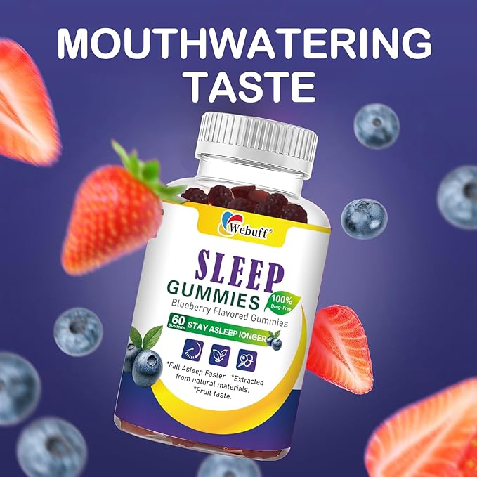 Sleep Gummies with 5mg Melatonin for Adults – Fall Asleep Faster with Non-Groovy Morning, Sugar Free Sleep Aid Supplement, Non-Habit Forming, Blueberry Flavor, 60 Count (Pack of 1)