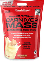MuscleMeds Carnivor Mass Anabolic Beef Protein Gainer, Vanilla Caramel, 10 Pounds