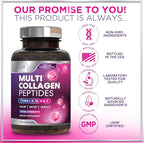 Multi Collagen Peptides Complex - Advanced Hydrolyzed Collagen Supplement Pills with Type I, II, III, V & X - Hair, Skin, Nail & Joint Support Supplement for Women & Men - USA Bottled - 120 Capsules