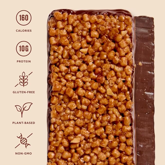 Mezcla Puff-Crispy Plant Based Protein Bars - Hazelnut Chocolate - Healthy Snacks for Adults & Hazelnut Spread Fans - School & Office Snacks - Gluten Free, Vegan, Non GMO, 10g Protein - 12 Count