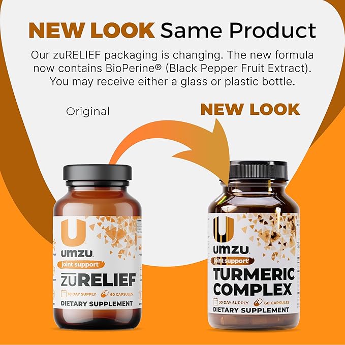 UMZU Turmeric Curcumin Supplement, (30 Day Supply) – Bromelain Boswellia & BioPerine Black Pepper Blend – Turmeric Supplement for Joint Support & Immune Support Daily Wellness Support System