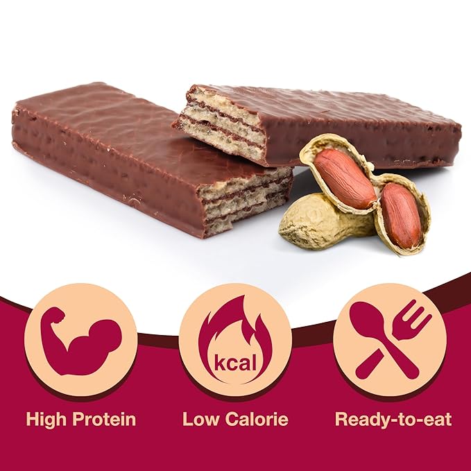ProtiDIET Peanut Wafer Protein Bars - Low Sugar, Low Fat, High Protein Peanut Butter Wafer Bars, Perfect On the Go Meal Replacement Bar and Nutritional Snack - 7 Peanut Butter Wafers Per Box