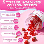 Collagen Gummies for Women & Men, Hydrolyzed Collagen Peptides (Type I, II, III, V, X) with Biotin, Hyaluronic Acid, MultiVitamins, Supports Healthy Skin, Thick Hair &Strong Nails, Sugar Free, 60Cts