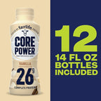 Core Power Protein Shake, Vanilla, 26g Bottle, 14oz, 12 Pack