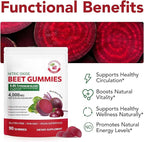 Beet Root Gummies,180 Heart Health Chews for Blood Pressure Support Supplements,Red Beets Supplements with Beetroot, Grape Seed, Coq10,B Vitamins,Vegan, Non-GMO,90 Beet Chews