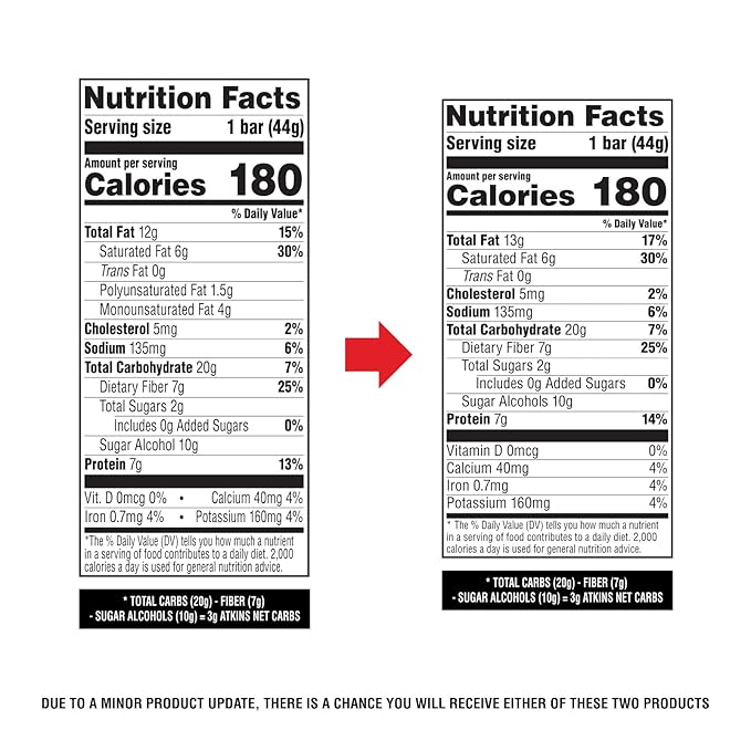 Atkins Caramel Chocolate Nut Roll Snack Bar, Protein Snack , 7g Protein, 2g Sugar, High Fiber Snack, 16 Count