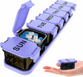 Extra Large Weekly Pill Organizer - XL Vitamin Holder with 7 Detachable Compartments, Portable Medicine Pill Organizer for Supplements, Daily Pill Case for Home and Travel,Purple