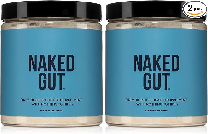 NAKED Gut - Daily Gut Health Supplement - Natural Gut Health Powder for Gut Cleanse, Digestive Support, GMO-Free, Soy-Free, Gluten-Free, Vegan and Hypoallergenic, 40 Servings (Pack of 2)