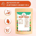 WT WEETEE Hawthorn Berry Tea Bags 100 Count, 100% Hawthorn Fruit, Corn Fiber Pyramid Bags, Antioxidant & Caffeine-Free Herbal Tea