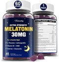 Melatonin Gummies 30mg for Adults: Maximum Strength Melatonin Supplement with L-Theanine, Ashwagandha, MSM, Vitamin D3 & Zinc - Non-Habit Forming, Natural Mixed Berry Flavor 60 Count (Pack of 1)