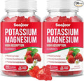 Potassium Magnesium Gummies,High Absorption Magnesium Glycinate,D3 & B6,Potassium Citrate - for Muscle Support, Leg Cramps & Electrolyte Balance - Vegan, Non-GMO, Strawberry Flavor, 120 Count