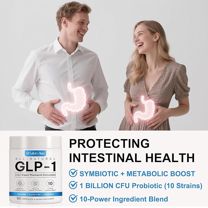 GLP-1 Supplement for Women and Men, Hunger & Metabolism Support - Support GLP1 Naturally, with Prebiotic & Probiotic Blend (90 Capsules)