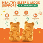 Magnesium Glycinate Gummies for Kids: Calm Magnesium Supplement for Kids & Adults with Zinc Citrate, GABA, Chamomile, Vitamin B6 & C - Sleep, Relaxation & Focus, Orange Flavor 60 Count
