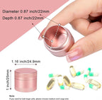 Small Pill Case Daily Pill Box - Portable Metal Pill Container for Pocket Purse, Single Waterproof Pill Holder for Vitamins, Cod Liver Oil, Medicine, Pill Organizer Pink