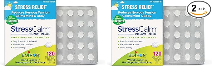 Boiron StressCalm Tablets for Relief of Stress,Anxiousness,Nervousness,Irritability,and Fatigue -,120 Count (Pack of 2)