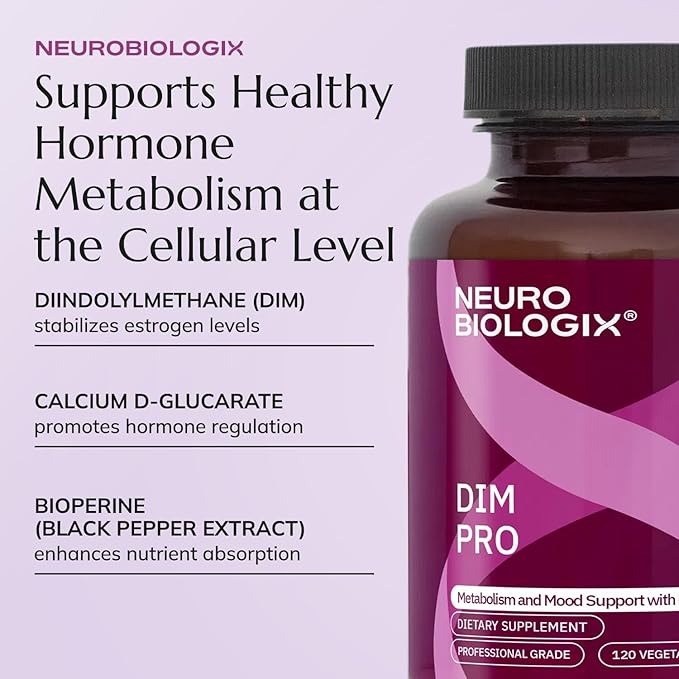 DIM Pro Hormone Support for Men & Women, Plant Based Estrogen Metabolism & Detox Supplement with DIM, Calcium D-Glucarate & BioPerine, Promotes Balance Energy & Daily Wellness, Vegetarian, 60 Capsules