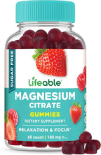 Lifeable Magnesium Citrate Gummies Sugar Free | Great Tasting Magnesium Supplement Gummies for Adults | Vegan, Non GMO Magnesium Gummy | for Men & Women | for Muscle Relaxation | 60 Count