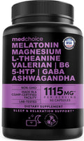 12-in-1 Melatonin Sleep Capsules - Natural Sleep Aids for Adults with Melatonin 5mg and Magnesium Glycinate 500mg, Sleep Aid with Ashwagandha, L Theanine, Valerian Root, GABA, 5-HTP (90ct, Pack of 1)