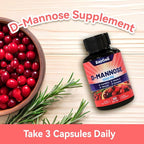 D-Mannose Supplement – 1000mg Capsules with Cranberry, Vitamin C, Hibiscus & Dandelion Extract, Support Urinary Health, D Mannose & Cranberry Capsules, 90 Count(Pack of 2)