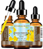 Botanical Beauty EVENING PRIMROSE OIL 100% Pure Natural Undiluted Unrefined Virgin Cold Pressed Carrier Oil. 4 Fl.oz.- 120 ml for face, skin, hair, nails. Rich in essential fatty acids GLA