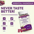 Magnesium Oxide Gummies 400mg, Chewable Magnesium Gummies for Women & Adults, Nerve & Muscle Support - Sugar-Free, Vegan, 60 Count