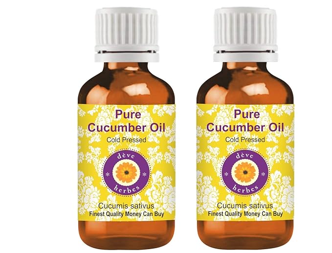 Deve Herbes Pure Cucumber Oil (Cucumis sativus) Cold Pressed (Pack of Two) 100ml X 2 (6.76 oz)