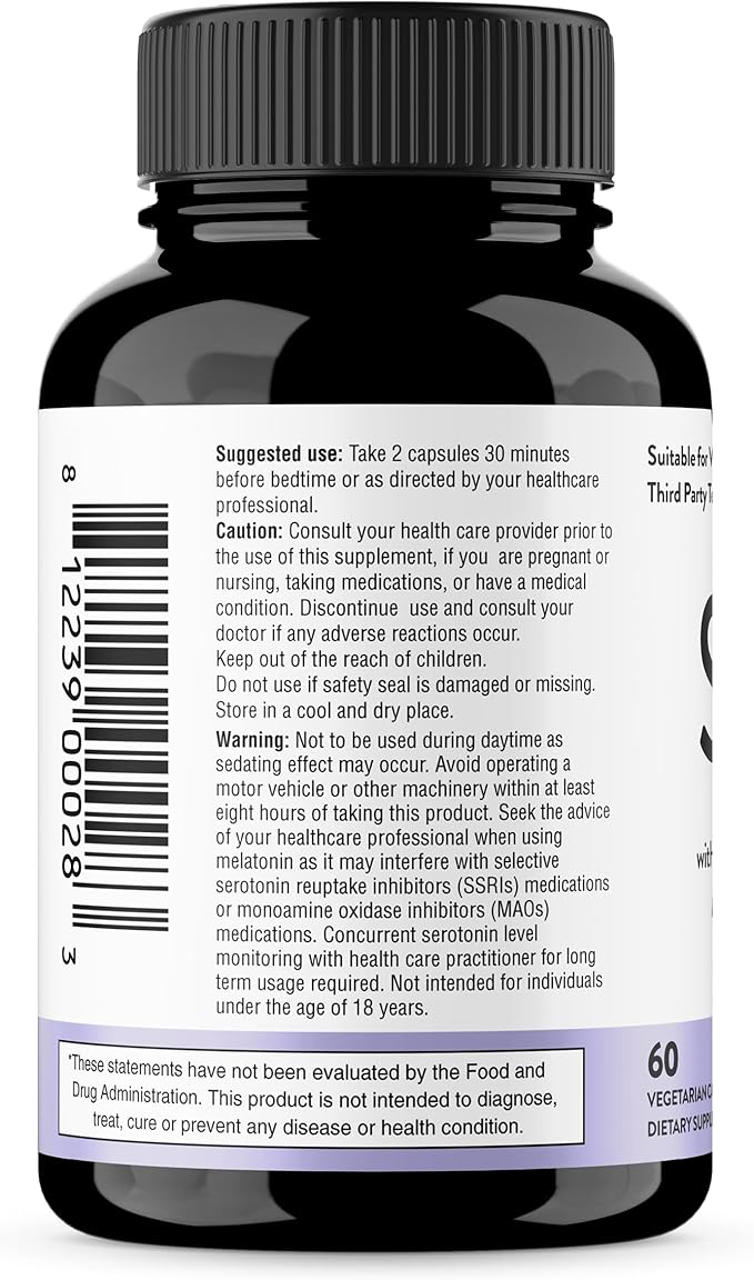 Sandhu's Sleep 60 Capsules –Non-Habit Forming 5-in-1 Sleep Aid Supplement with Melatonin, Magnesium, GABA, L-Theanine & 5-HTP