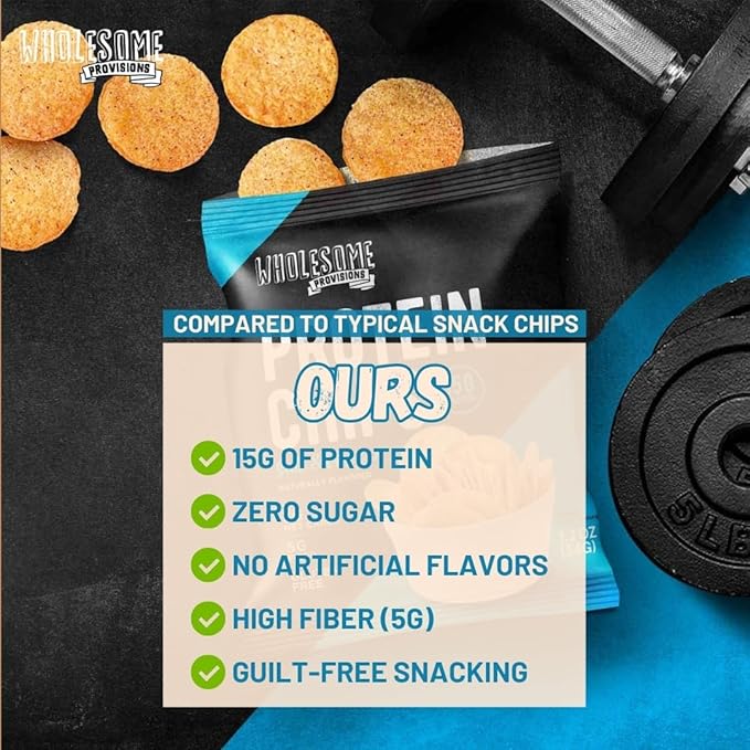 Protein Chips, 14g Protein, 3g-4g Net Carbs, Gluten Free, Keto Snacks, Low Carb Snacks, Protein Crisps, Keto-Friendly, Made in USA (Sea Salt Vinegar, 4 Pack)