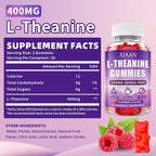 L-Theanine Gummies for Kids & Adults, L'Theanine 400mg Chewable L Theanine Supplement for Calm, Zzz & Relaxation Support, Vegan, Organic, Raspberry Flavor, 60 Counts