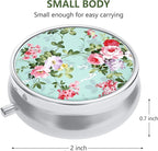 Nipichsha Pill Box, Small Pill Case for Purse & Pocket, Cute Travel Medicine Organizer, Portable Medicine Container Holder to Hold Vitamins, Medication, Fish Oil & Supplement, Graceful Peony
