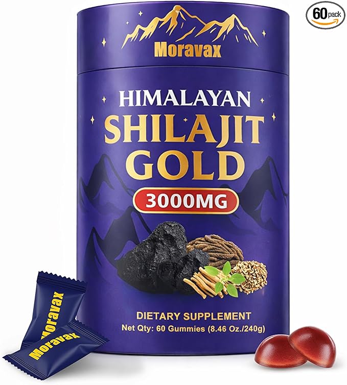 Himalayan Natural Shilajit Gummies I Gold Grade Natural Shilajit with Ashwagandha, Gokshura, Black Musli & 85+ Trace Minerals I No Added Sugar I Non-GMO I 60 Gummy