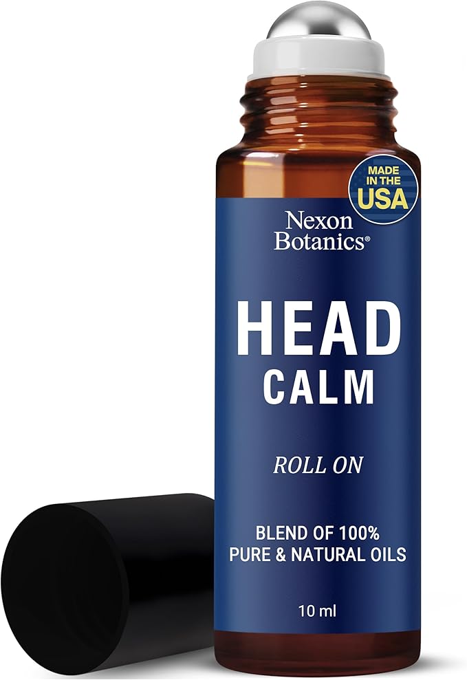 Head Calm Essential Oil Roll-On 10 ml - Soothing Blend of Pure & Natural Essential Oils - Roller Ball for Migraine & Headache Relief - Nexon Botanics