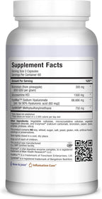 Glucosamine MSM and Hyaluronic Acid with Bromelain Supplement – Joint Support Supplement for Women and Men with Enzymes and Hyaluronic Acid – for Cartilage, Joint Health and Flexibility – 180 Count