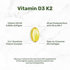 DEAL SUPPLEMENT Vitamin D3 5,000 IU + K2 MK7 Softgels, 250 Count | 2-in-1 Complex | Easy to Swallow