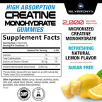 Creatine Gummies - 2000mg per serving Creatine Monohydrate Chewables - Best Micronized, Sugar Free Creatine for Men & Women - Supports Lean Muscle, Strength, Energy, & Endurance - 60 Lemon Gummies