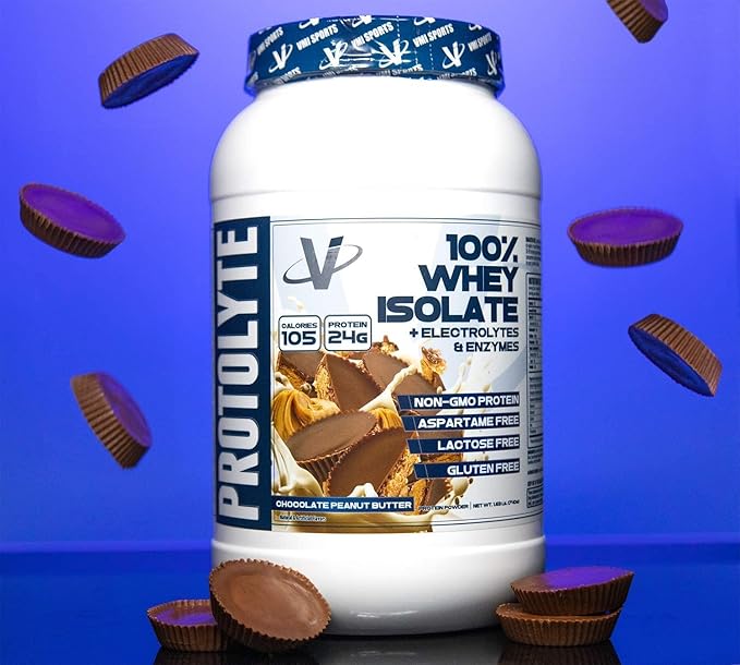 VMI Sports | ProtoLyte Whey Isolate Protein Powder | Low Calorie Whey for Weight Loss and Muscle Gain | Digestive Enzymes | Non-GMO (1.6 lb, Chocolate Peant Butter)
